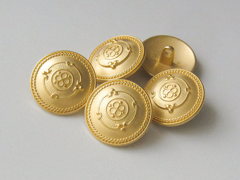 www.knopfparadies.de  - 4285go - goldfarbene Knöpfe matt Ornament Prägung Randverzierung