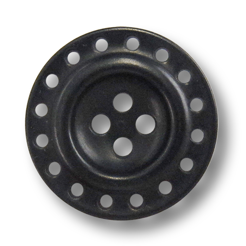 www.Knopfparadies.de - 5980sc - Edle Vierlochknöpfe aus echter Steinnuss in Schwarz mit Loch Durchbruch