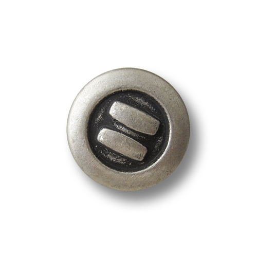 www.Knopfparadies.de - 1653as - Kleine altsilberfarbene Metallknöpfe mit Streifen in Used Optik