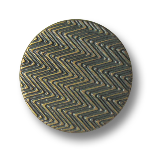 www.Knopfparadies.de - 3974gr - Tolle grün messingfarbene Ösenknöpfe aus Metall mit geometrischem Muster