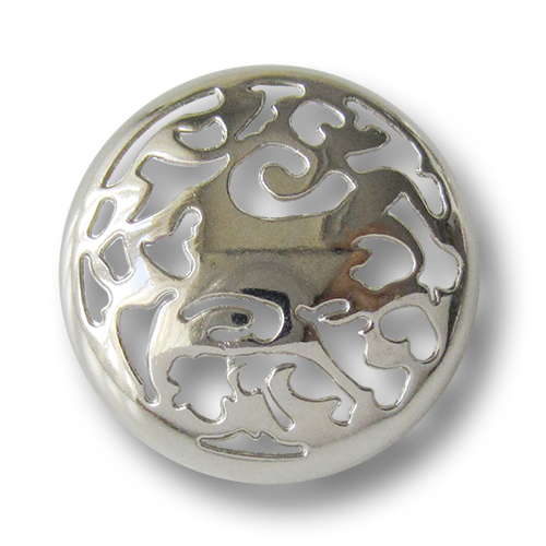 www.Knopfparadies.de - 3078si - Phantasievoll gemusterte silberne Metallknöpfe mit Durchbruch