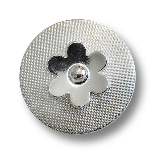 www.knopfparadies.de - 4432si - Silberfarbene Metallknöpfe mit Blütenmotiv