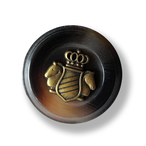 Nobler Ösen Knopf mit Wappen Metall  Applikation