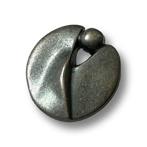 www.knopfparadies.de - k231as - ungewöhnlicher runder Metallknopf mit Teilung und kleinem Durchbruch