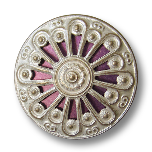 www.knopfparadies.de - 1696li - Metallblechknöpfe in blass gold mit violettem Inlay