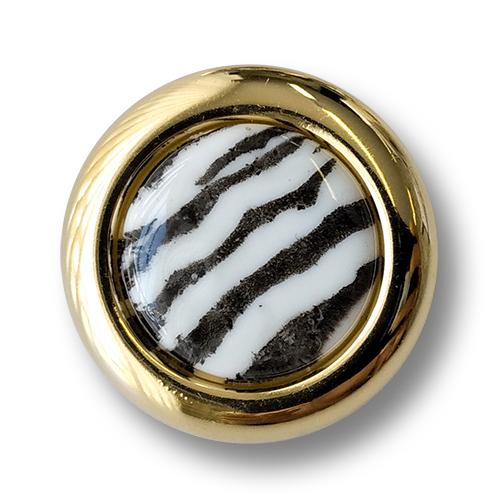 Exklusive Kunststoffknöpfe im Zebra Design mit goldfb. Rand