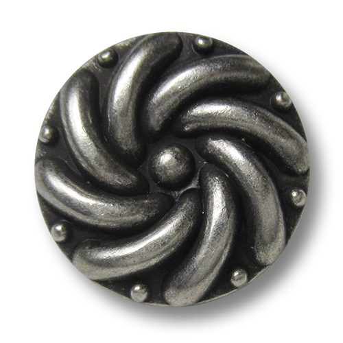 www.Knopfparadies.de - 5871as - Extravagante silberne Metallknöpfe mit plastischer Spirale