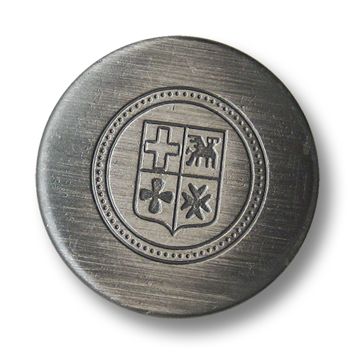 www.Knopfparadies.de - 4400ei - Schlichte eisenfarben gebürstete Wappenknöpfe aus Metall / B-WARE