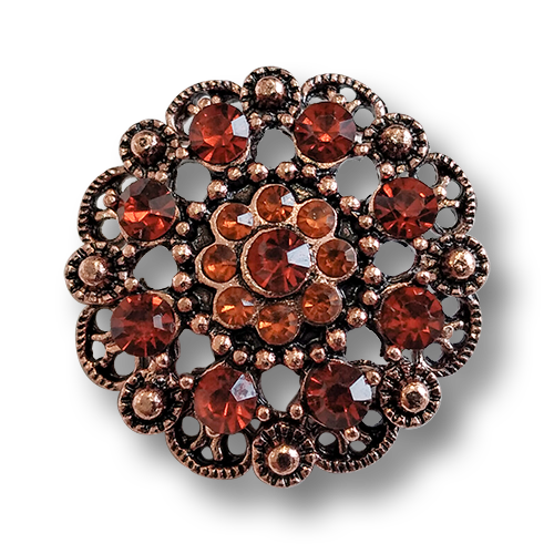 www.knopfparadies.de - 5752bk - Wunderschöne, rot bis kupferfarben funkelnde Glitzerknöpfe
