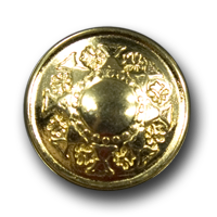 Goldfarbener Metallknopf mit Blütenmuster