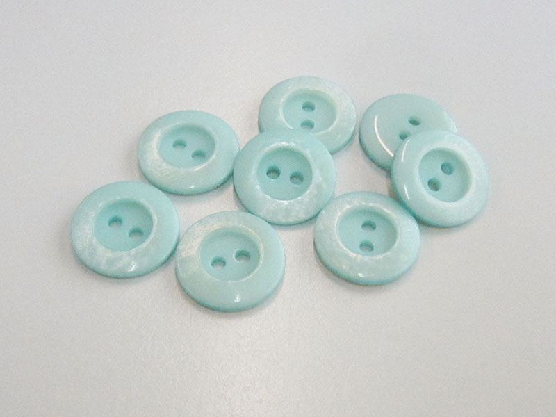 www.Knopfparadies.de - 5963hb - Kleine Zweilochknöpfe aus Kunststoff wie Perlmuttknöpfe in Mint