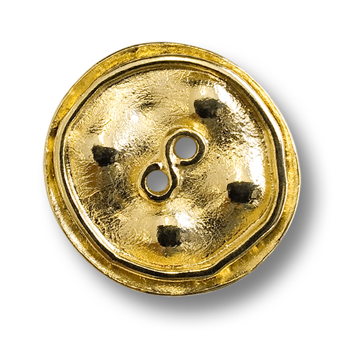 www.knopfparadies.de - 6113go - Ausgefallene, goldfarbene Metallknöpfe mit zwei Löchern