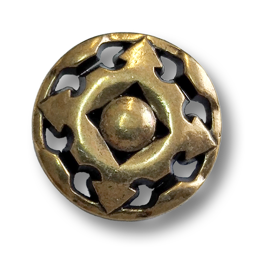 www.knopfparadies.de - 6425me - Messingfarbene Metallknöpfe mit Durchbruchmuster