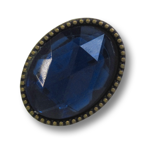 www.knopfparardies.de - 1697db - Ovale Metallknöpfe mit dunkelblauem Glitzerstein
