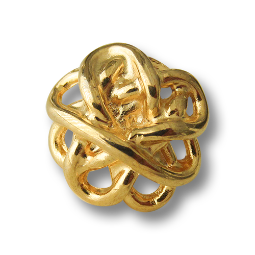 Metall Ösen Knopf wie verschlungener Knoten in glänzend Goldfarben