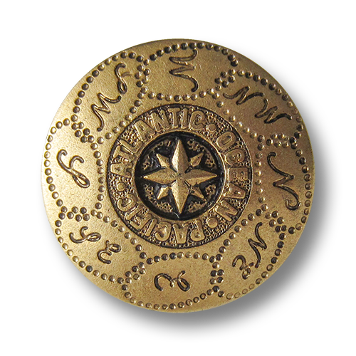 www.Knopfparadies.de - 0804ag - Ausgefallene goldene Ösenknöpfe mit Marine Motiv