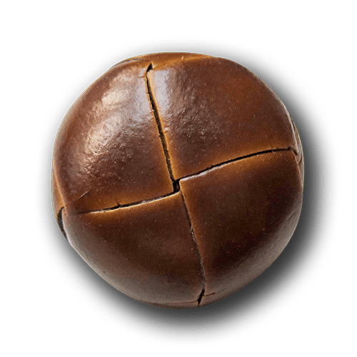 www.knopfparadies.de - 6172br - Cognacfarbene Lederknöpfe mit Flechtmuster