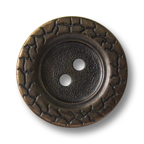 www.knopfparadies.de - 1525am - Flache Metallknöpfe mit zwei Löchern in altmessing