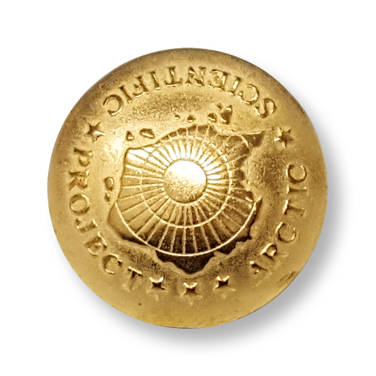 www.knopfparadies.de  - 0997go - Metallknöpfe goldfarben Arctic Project Scientific Arktis