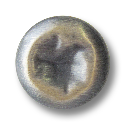 www.Knopfparadies.de - 5071tr - Alt wirkende eisenfarbene Metallknöpfe mit Delle in Tricolor Optik