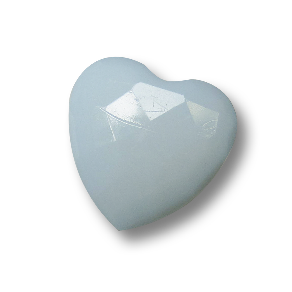 Facettierter hellblauer Kunststoff Knopf in Herz Form / B-WARE