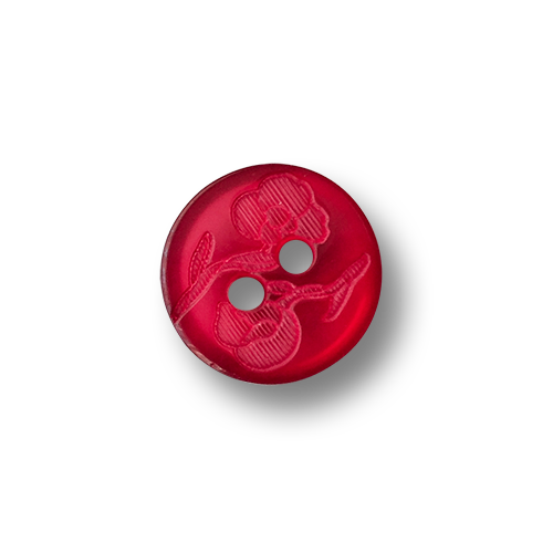 www.knopfparadies.de - 1001ro - Transparent rote Kunststoffknöpfe mit zwei Löchern