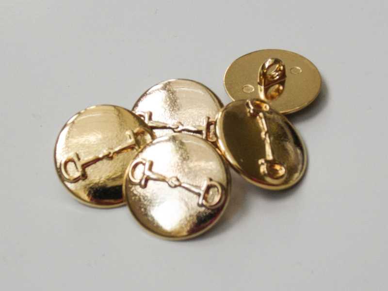 Goldfb. Metallknopf mit Pferde Trense