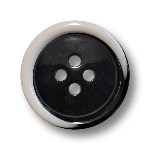 www.knopfparadies.de - 4494sw - Schwarze Kunststoffknöpfe mit teils weißem Rand