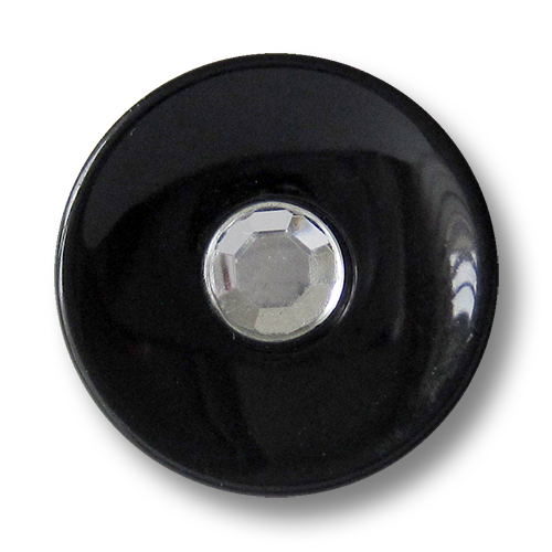 www.Knopfparadies.de - 1666sc - Schwarze Ösenknöpfe mit Glitzerstein