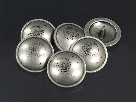 Altsilberfb. Metallknöpfe mit Pusteblume