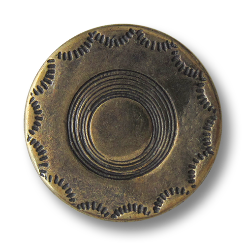 www.Knopfparadies.de - 2514am - Älter wirkende altmessingfarbene Metallknöpfe mit schlichtem Muster