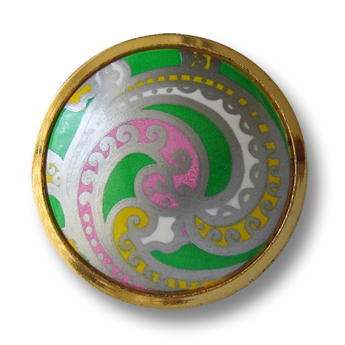 www.Knopfparadies.de - 1579gr - Elegante goldene Kunststoffknöpfe mit Paisley Motiv