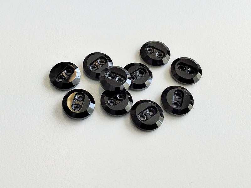 www.knopfparadies.de - 4254sc - Wunderschöne, schwarze Glasknöpfe