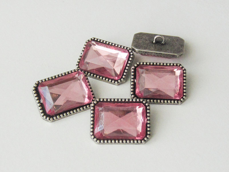 www.Knopfparadies.de - 4091rs - Extravagante Glitzerknöpfe aus Metall mit Schmuckstein