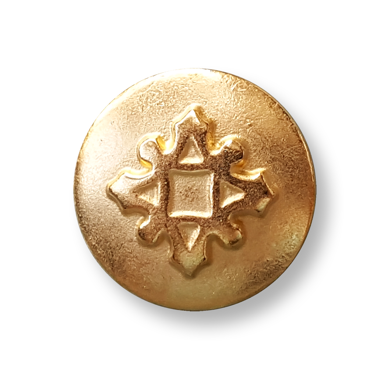 Eindrucksvoller kleiner goldfb. Metallknopf mit Symbol