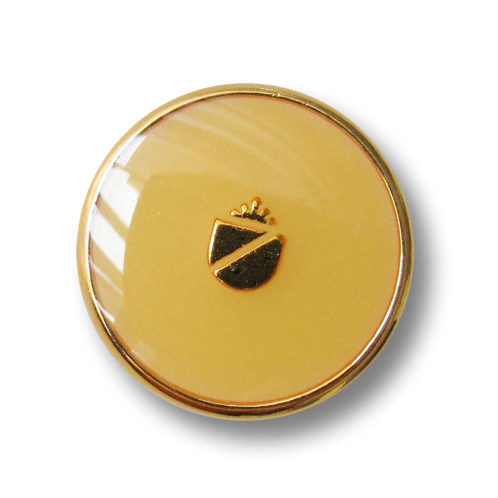 Metall Ösen Knopf mit Wappen in glänzend Gelb und Goldfarben
