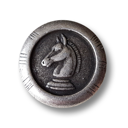 www.knopfparadies.de - 1349pf - Metalllknöpfe mit Schachmotiv: Pferd / Springer