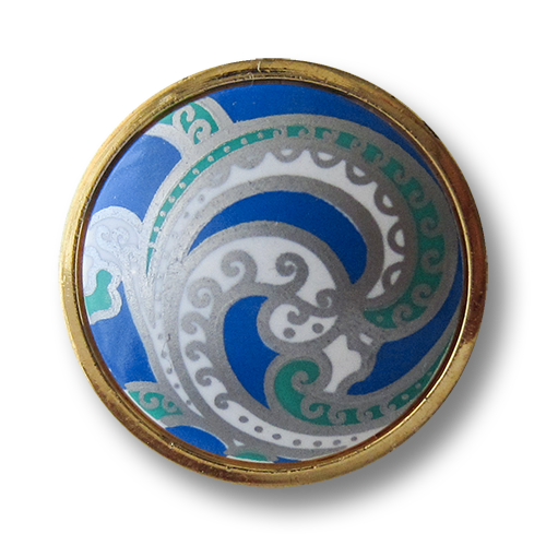 www.Knopfparadies.de - 1579bg - Elegante goldene Kunststoffknöpfe mit Paisley Motiv