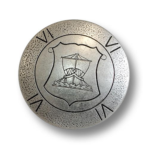 www.knopfparadies.de - 6087as - Silberfarbene Metallknöpfe / Blazerknöpfe mit Wappen