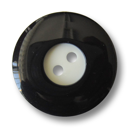 www.Knopfparadies.de - 4416sc - Edle schwarz weiße Zweiloch Kunststoffknöpfe