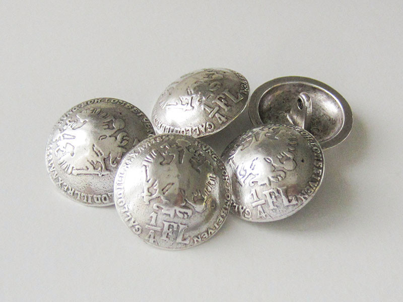 www.Knopfparadies.de - 4085si - Edle silberne Motivknöpfe aus Metall mit Doppelkopfadler