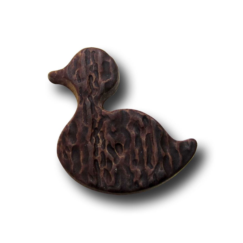 Niedlicher brauner Ösen Knopf in Horn Optik "Ente"