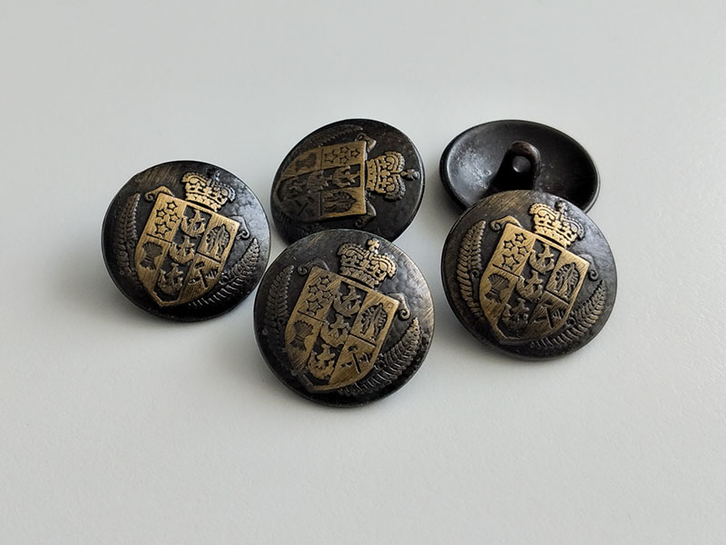 Edle dunkel altmessingfarbene Wappen Metall Knöpfe z.B. für Blazer
