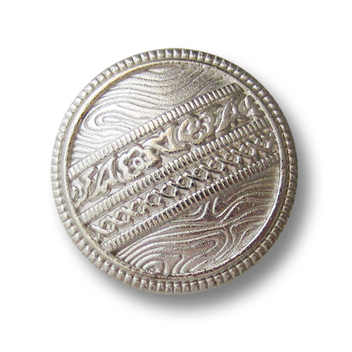 Silberfarbener Metallknopf mit Fantasiemuster