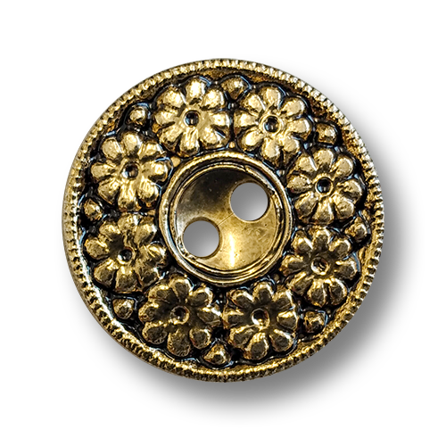 www.knopfparadies.de - 6144ag - Altgoldfarbene Kunststoffknöpfe mit zwei Löchern