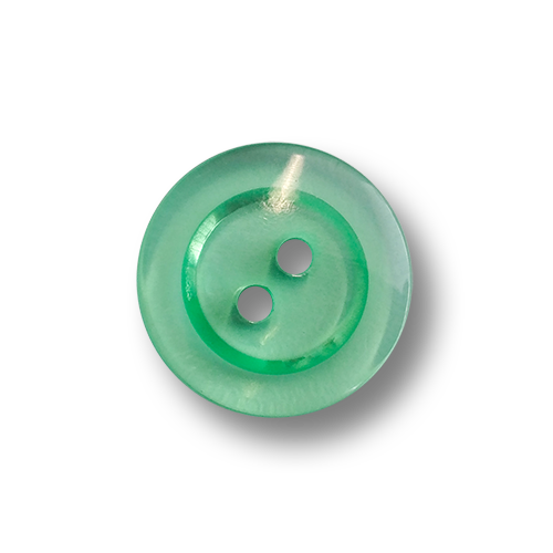 www.knopfparadies.de - 5242gn - Transparent grüne Kunststoffknöpfe mit zwei Löchern