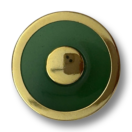 www.knopfparadies.de - k361gn - Durchsichtige grüne Kunststoffknöpfe mit goldfarbenem Metallrand