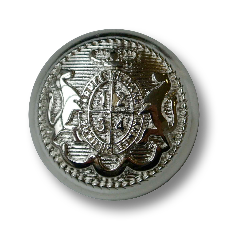Feudaler glänzend silberfarbener Wappen Metall Knopf