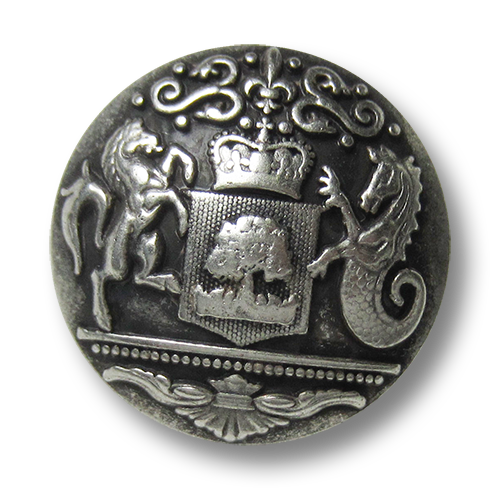 www.Knopfparadies.de - 5874as - Majestätische silberne Wappenknöpfe aus Metall