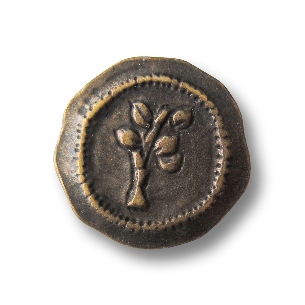 Metallknopf mit stilisiertem Baum